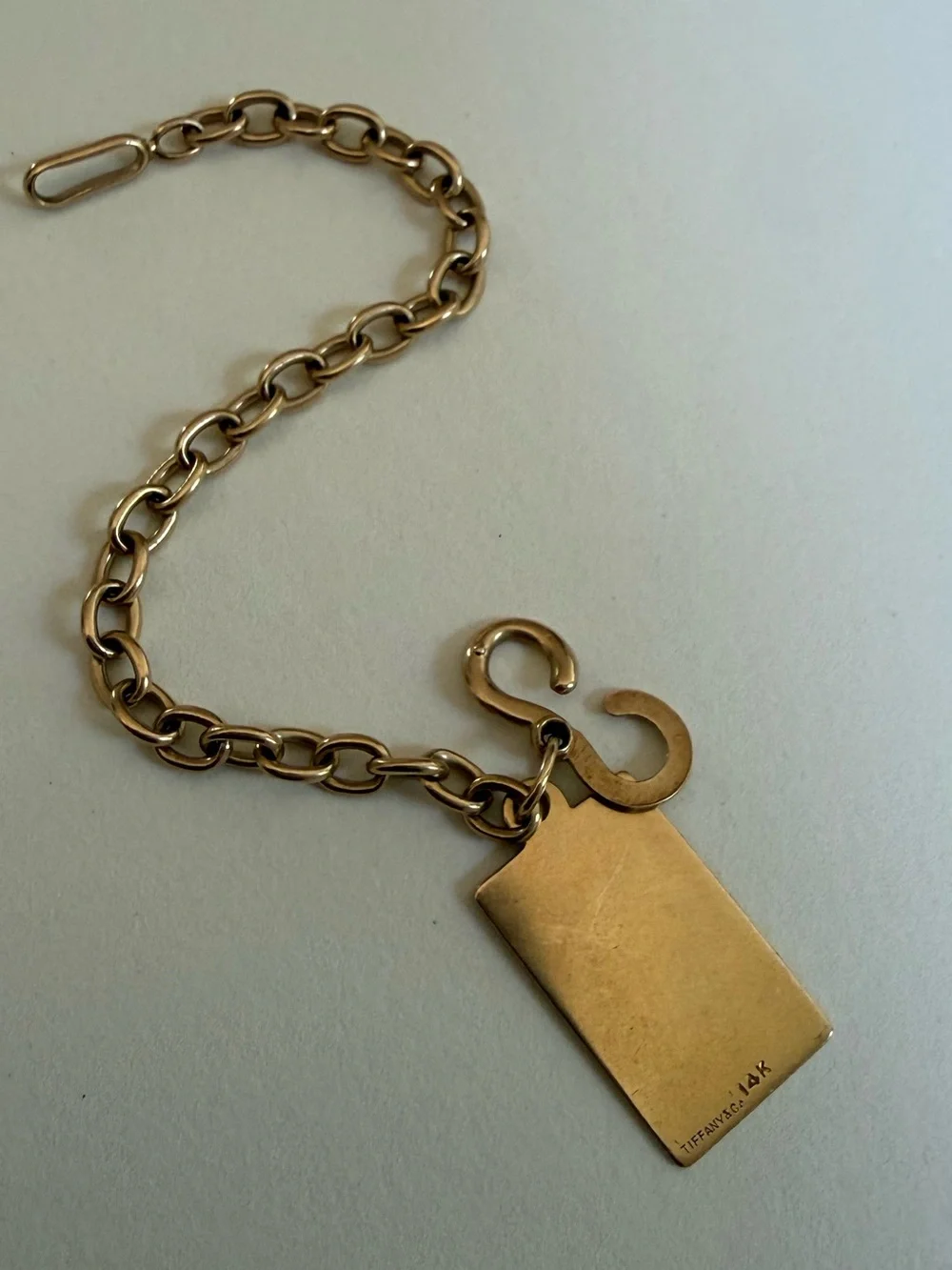 Tiffany & Co. 14k Gold Tag Cable Link Bracelet/bag charm